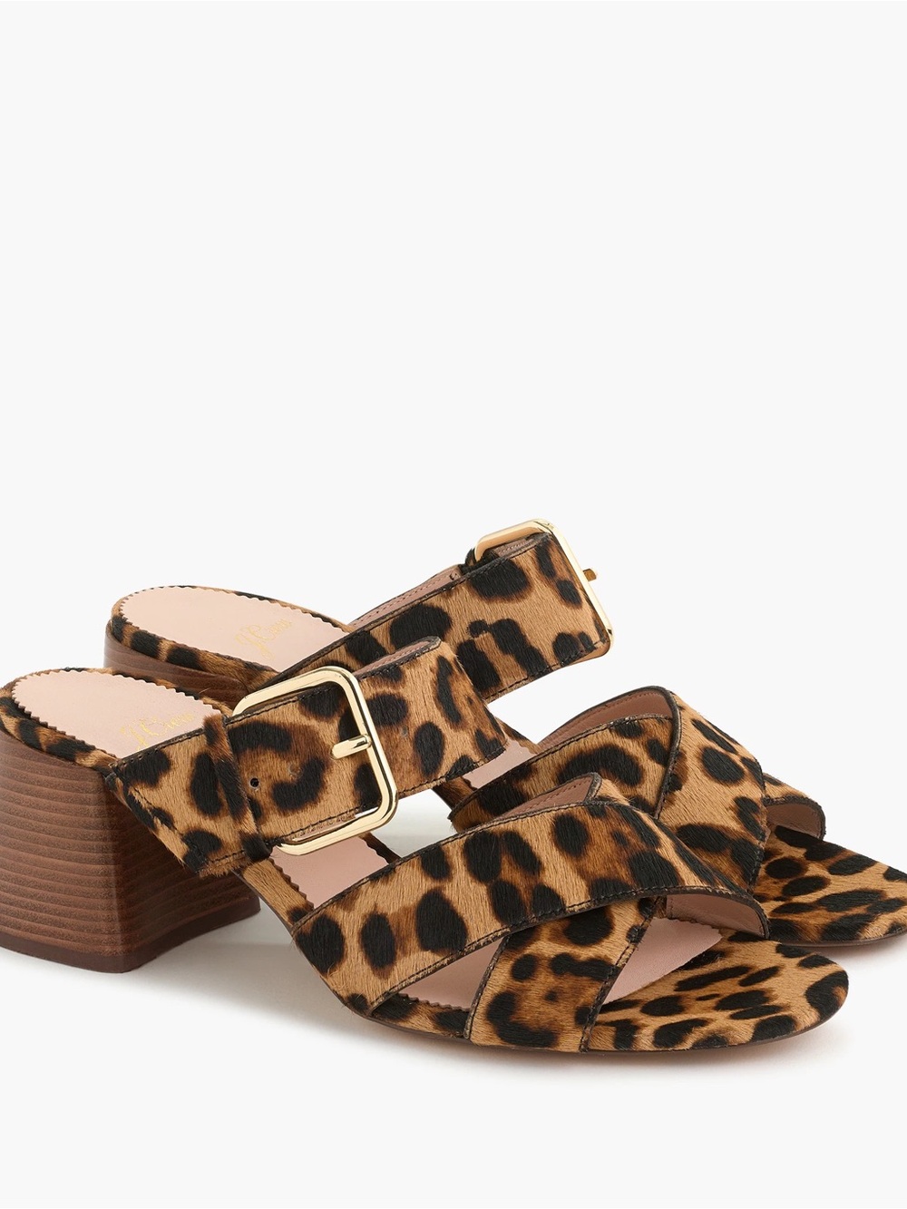 J. Crew Penny slide sandals in leopard calf hair